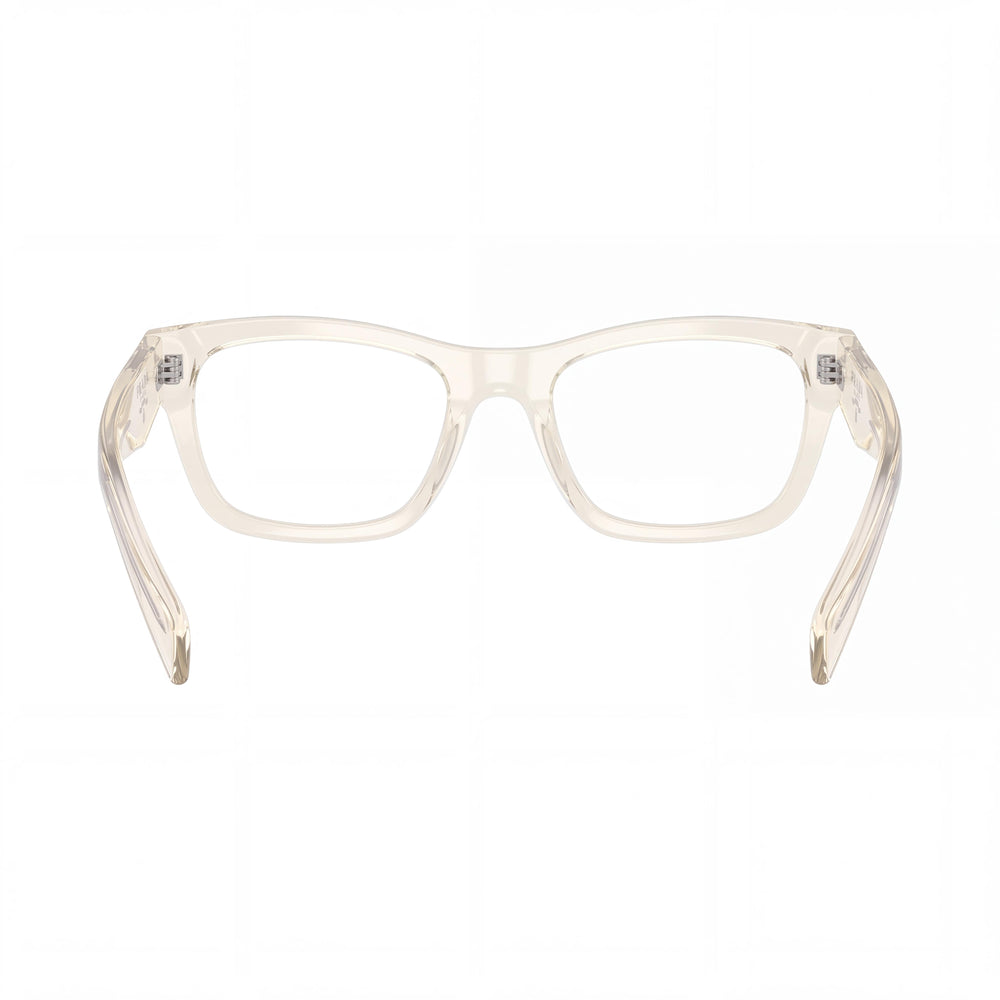 Prada 0PRB01V_19X1O1_5219 Rectangle Eyeglasses Unisex — side view, Transparent Tortoise temples