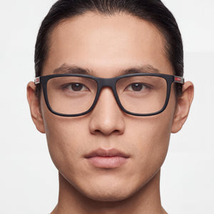 Prada 0PS 07OV Rectangle Eyeglasses Unisex — side view, Multicoloured Titanium temples