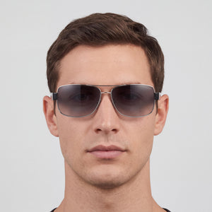 Prada 0PS 50ZS Rectangle Sunglasses Men — side view, Gradient Grey lens
