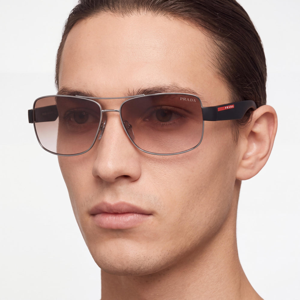 Prada 0PS 50ZS Rectangle Sunglasses Unisex — side view, Non-Polarized Multi-coloured lens