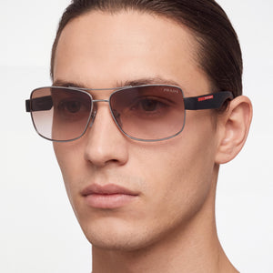 Prada 0PS 50ZS Rectangle Sunglasses Unisex — side view, Non-Polarized Multi-coloured lens