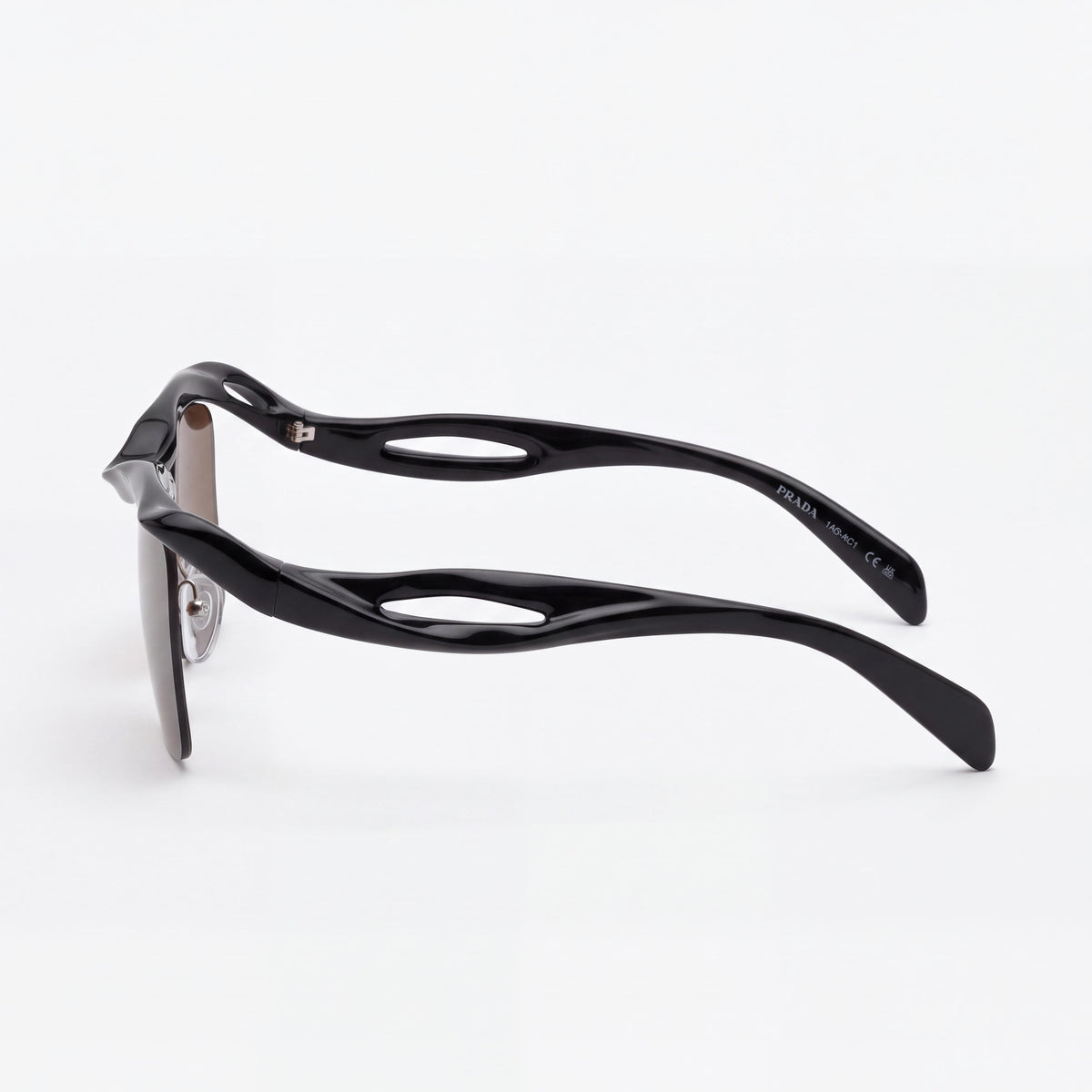 Gafas de sol Prada 194681001 para hombre con montura de plástico moderna, protección UV, lentes de color marrón oscuro, Black Sheer Joy, 47 mm, Photo 3