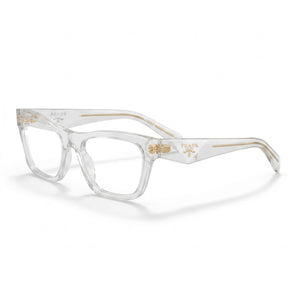 Prada Classic Luxury White Rectangle Eyeglasses Unisex, frame front view