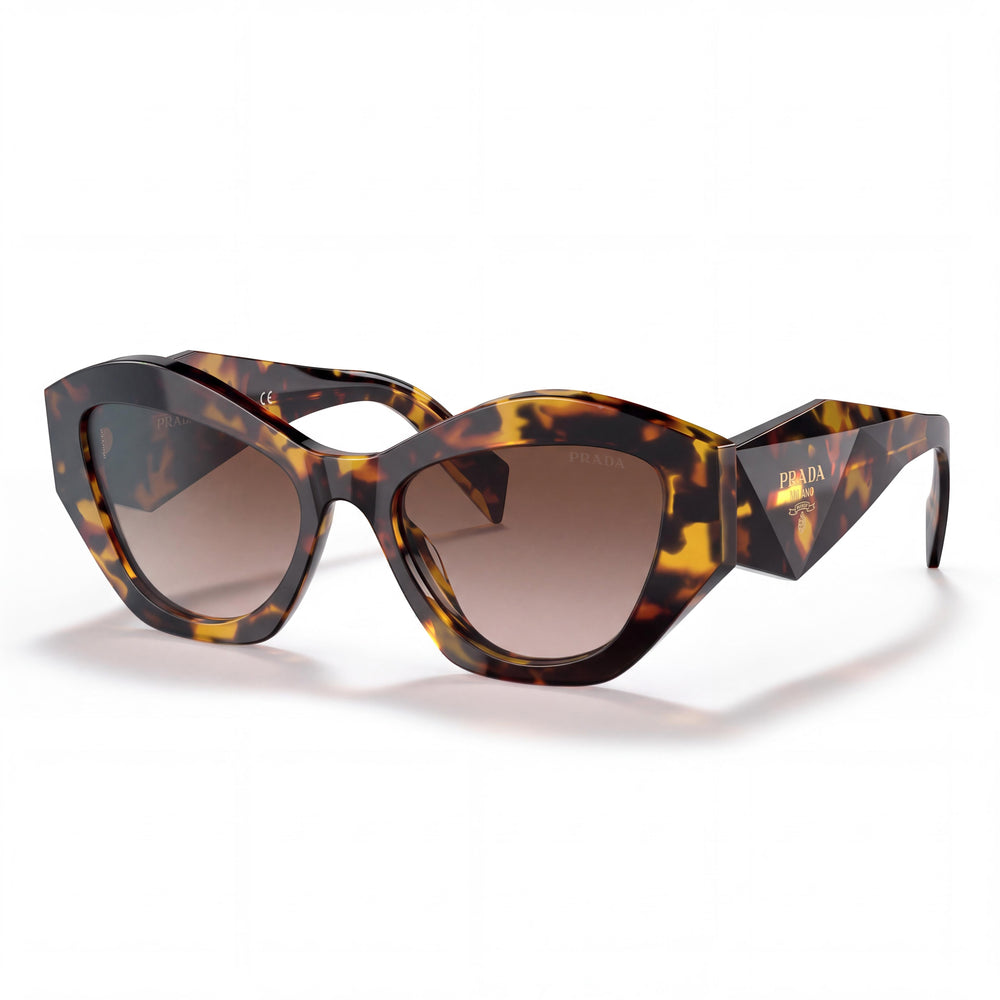 Prada Pr 07ys Havana Cat Eye Sunglasses for Women, Gradient Brown lens