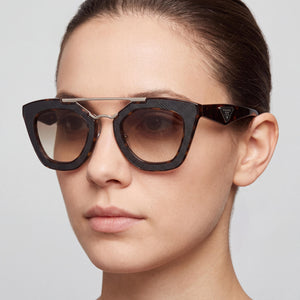 Prada Pr 14ss Cat Eye Sunglasses Unisex — side view, Non-Polarized Green Gradient lens