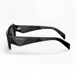 Prada PR 27ZS Rectangle Sunglasses Unisex — side view, Dark Grey lens
