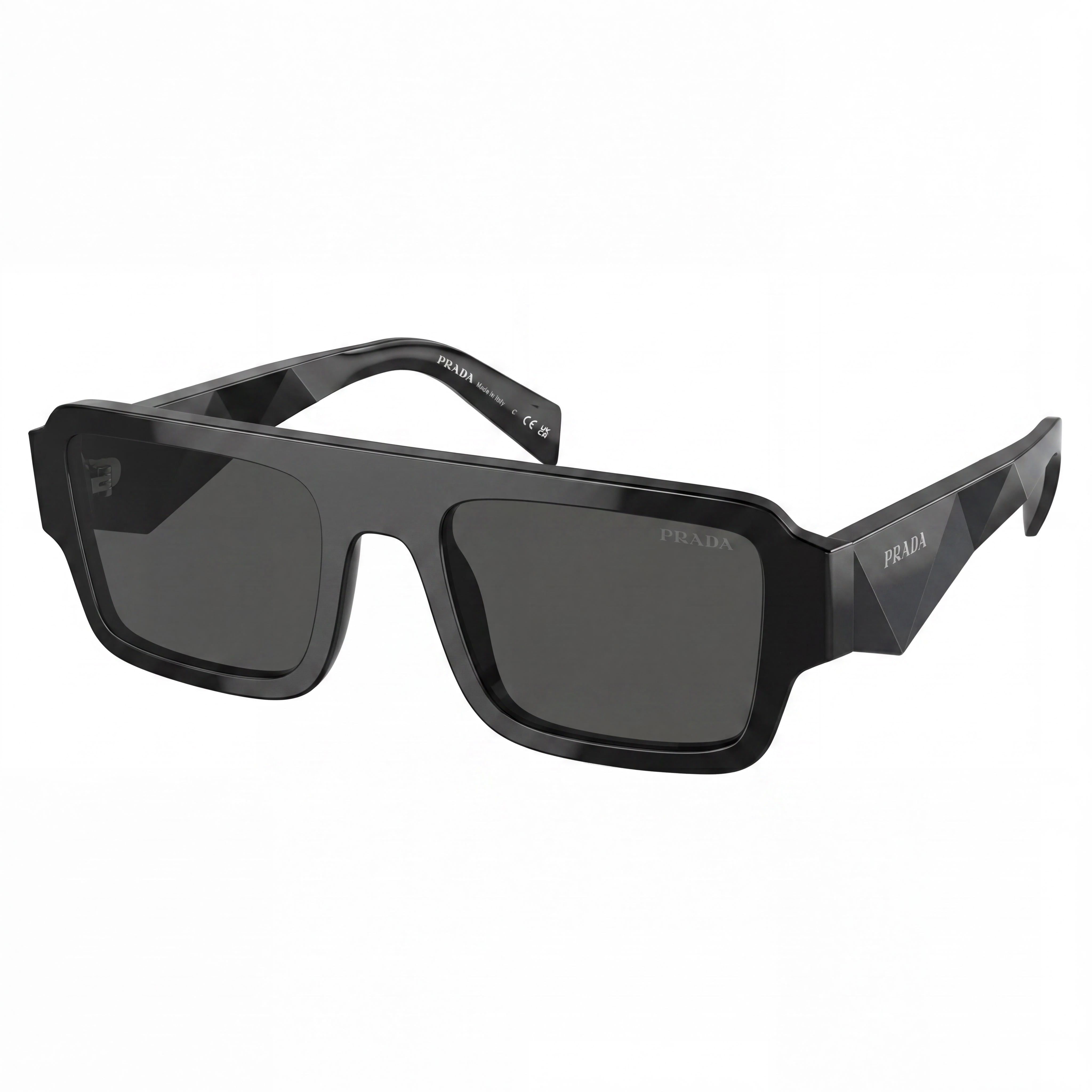 Gafas de sol Prada PR A05SF de plástico con montura asiática para hombre, montura negra, lentes grises no polarizadas, 55-19-145, Photo 1