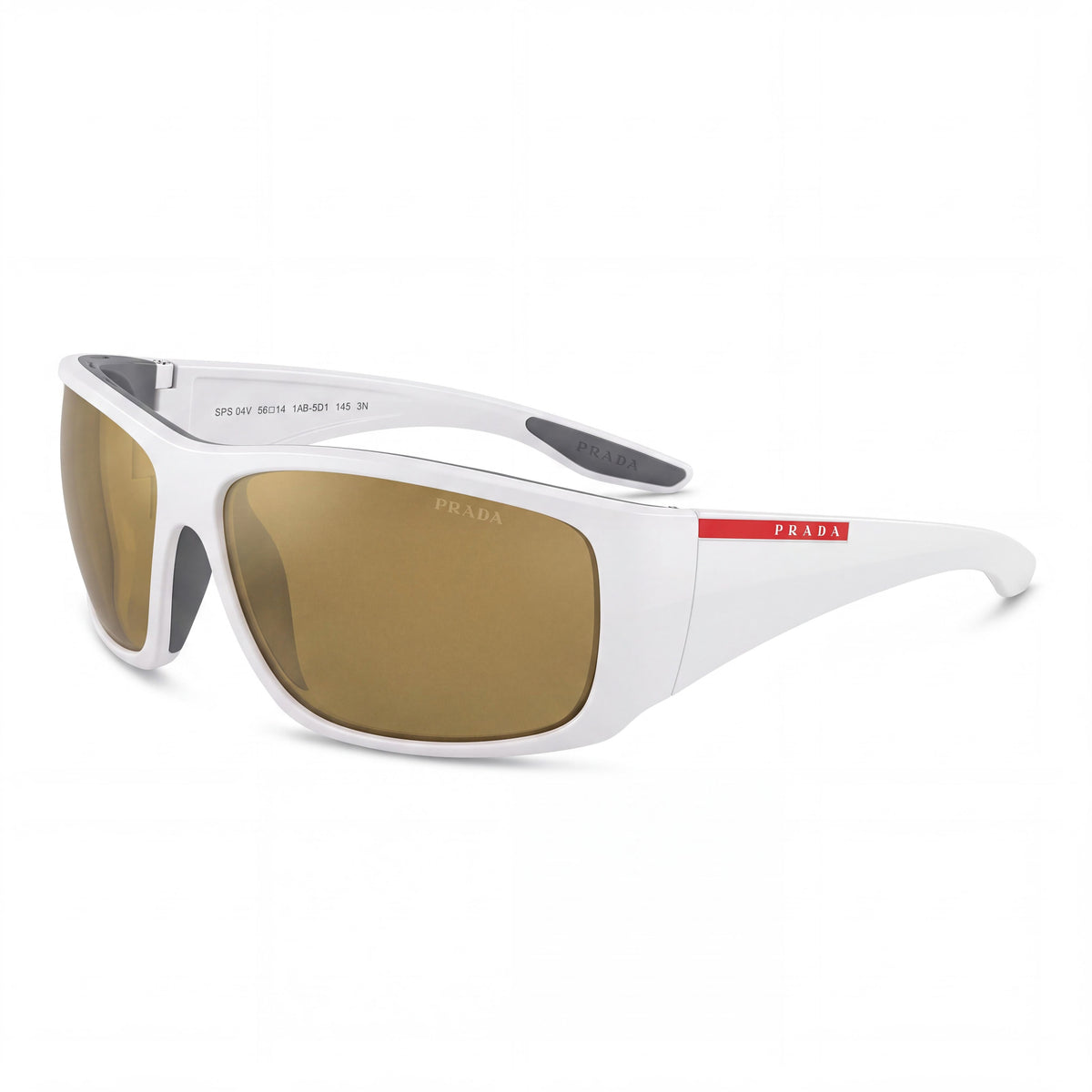 Prada PS 04VS White Demishiny Rectangle Sunglasses for Men, 66mm, Photo 1