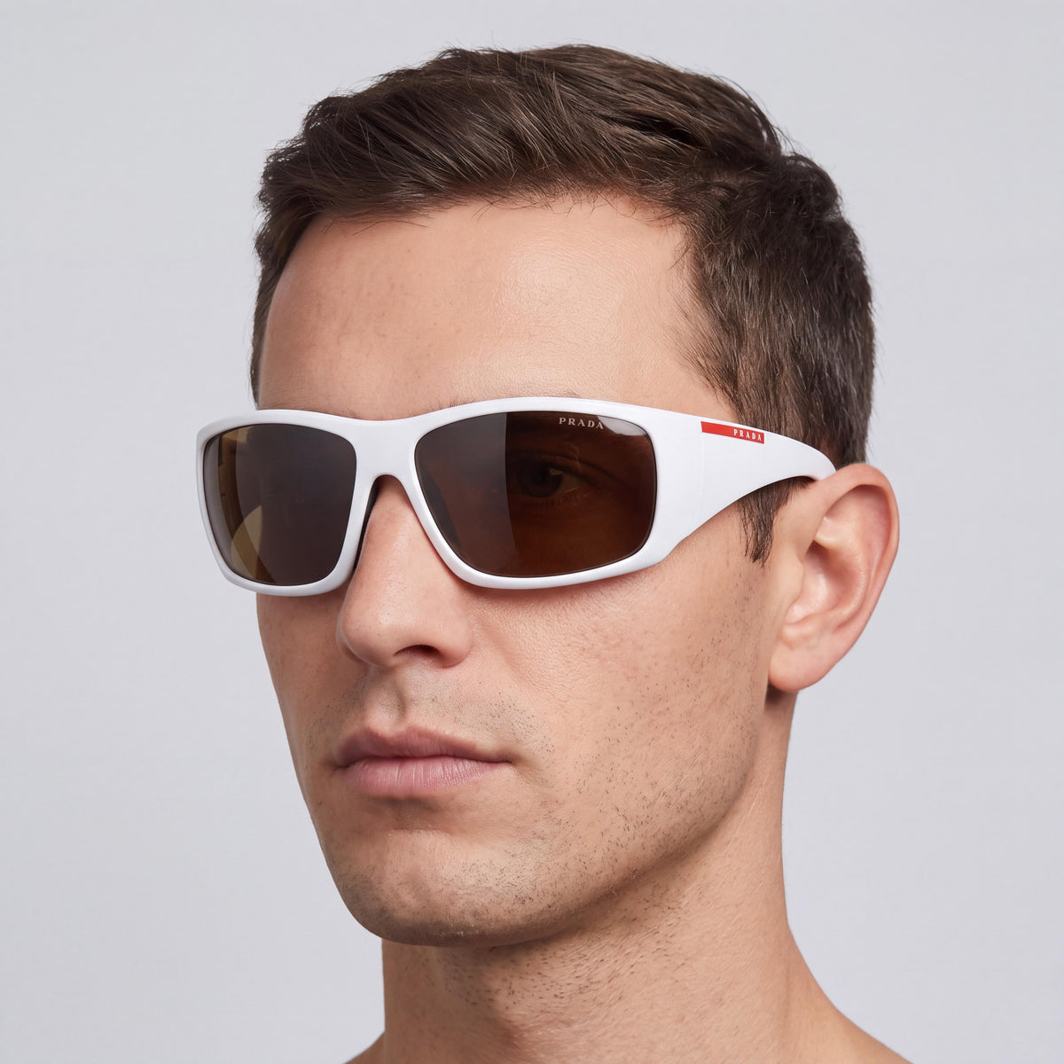Prada PS 04VS White Demishiny Rectangle Sunglasses for Men, 66mm, Photo 3