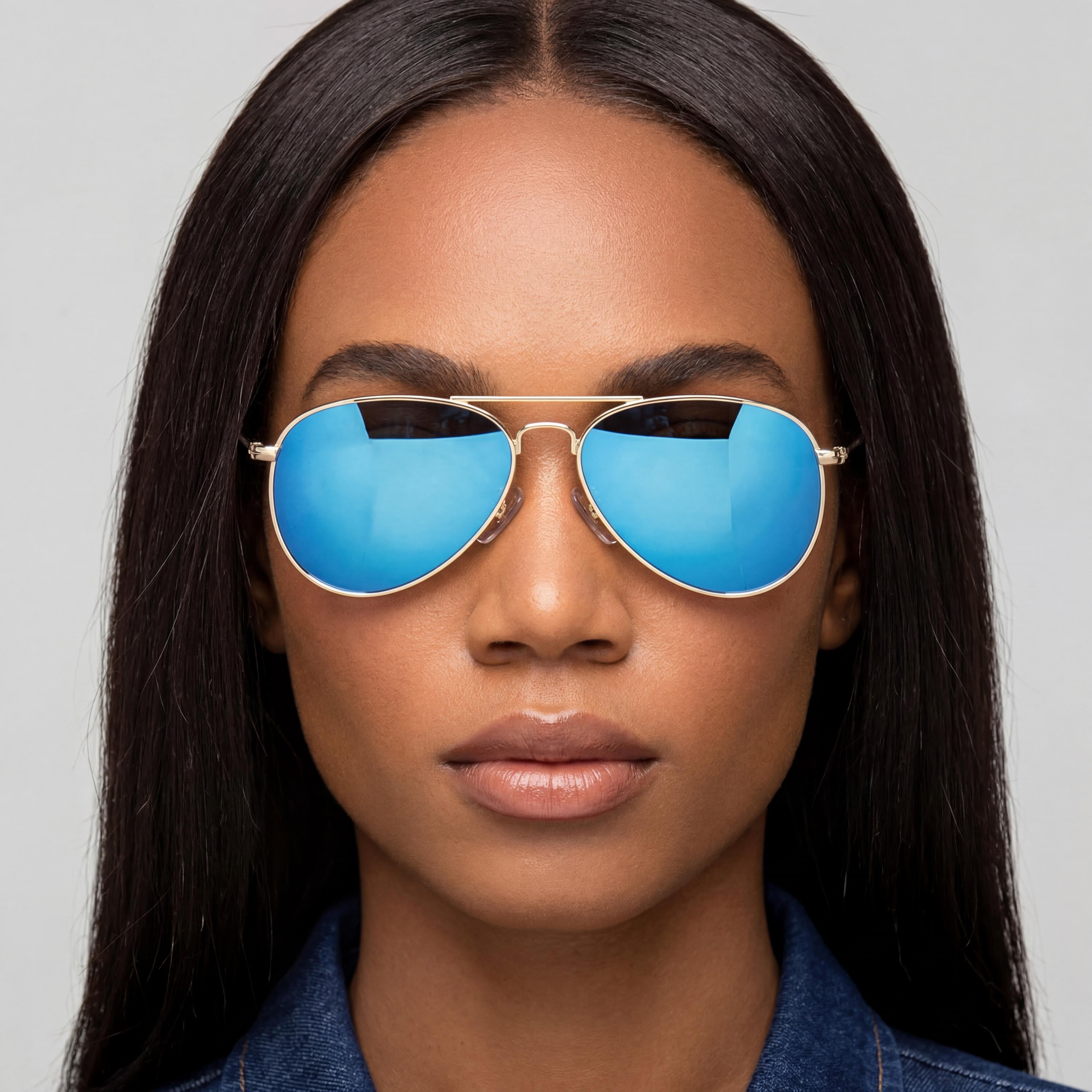 Prive Revaux Champagne Gold Aviator Sunglasses for Women, 55mm, Photo 5