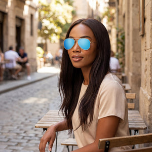 Prive Revaux Champagne Gold Sunglasses Women — outdoor wear, Blue lens