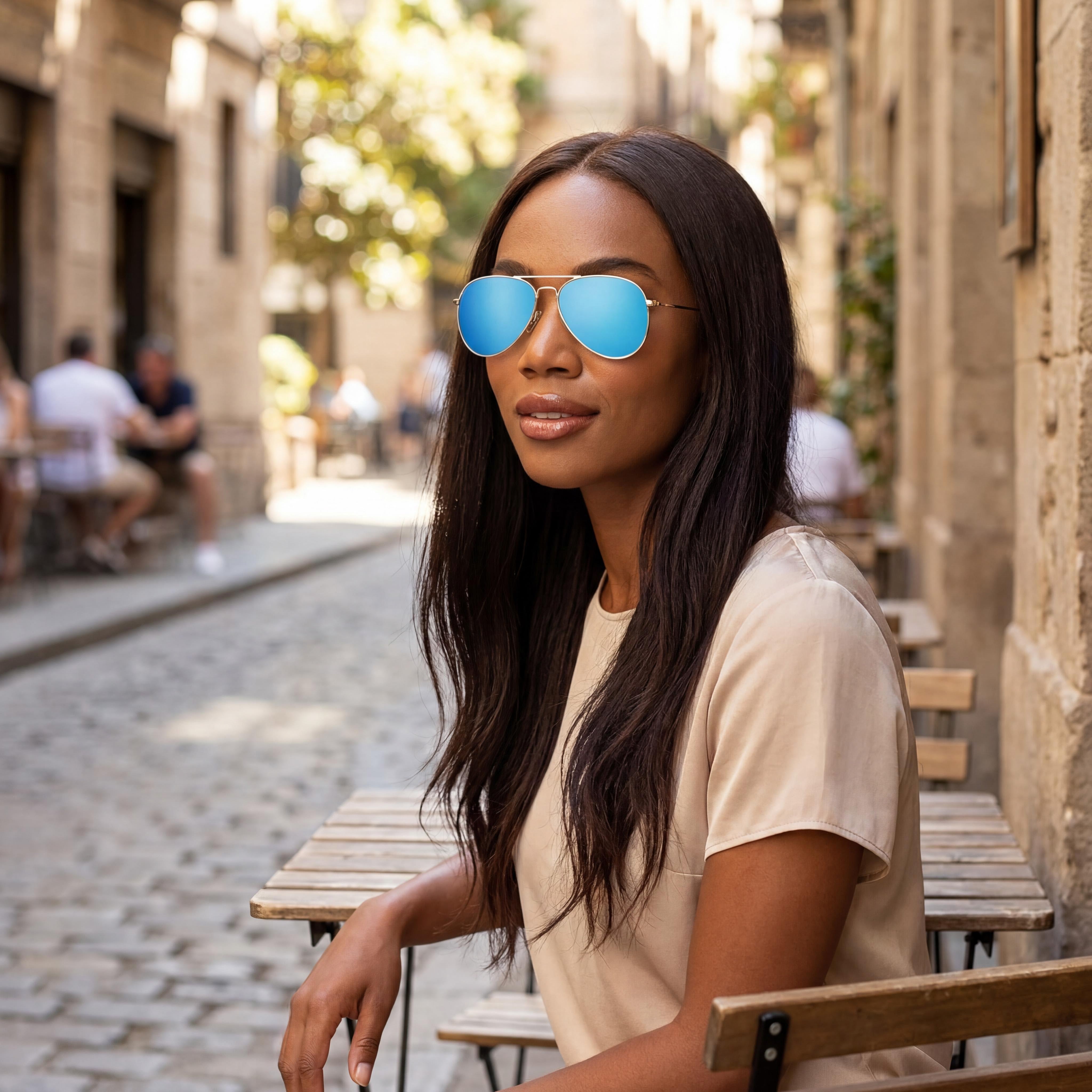 Prive Revaux Champagne Gold Aviator Sunglasses for Women, 55mm, Photo 6