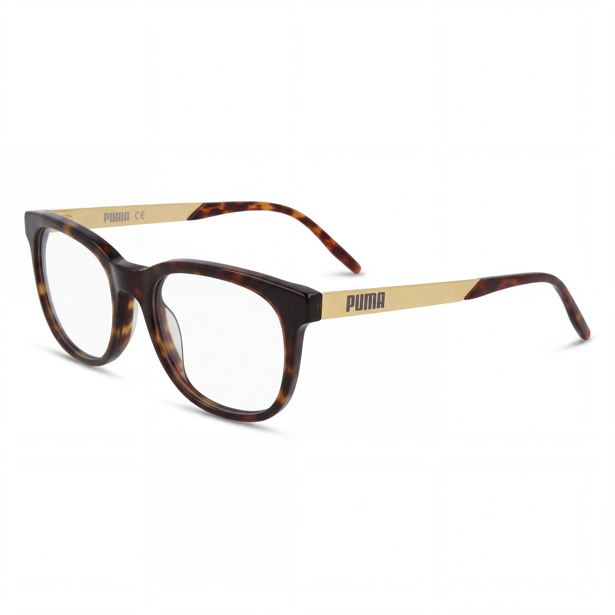 Monturas PUMA PE0140O unisex cuadradas/rectangulares de plástico no ópticas Habana dorado transparente 52 mm, Photo 1