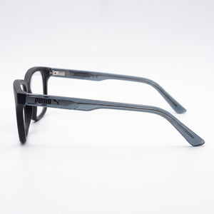 Puma Pj0070oa Rectangle Eyeglasses Men — side view, Black, Grey, Transparent temples