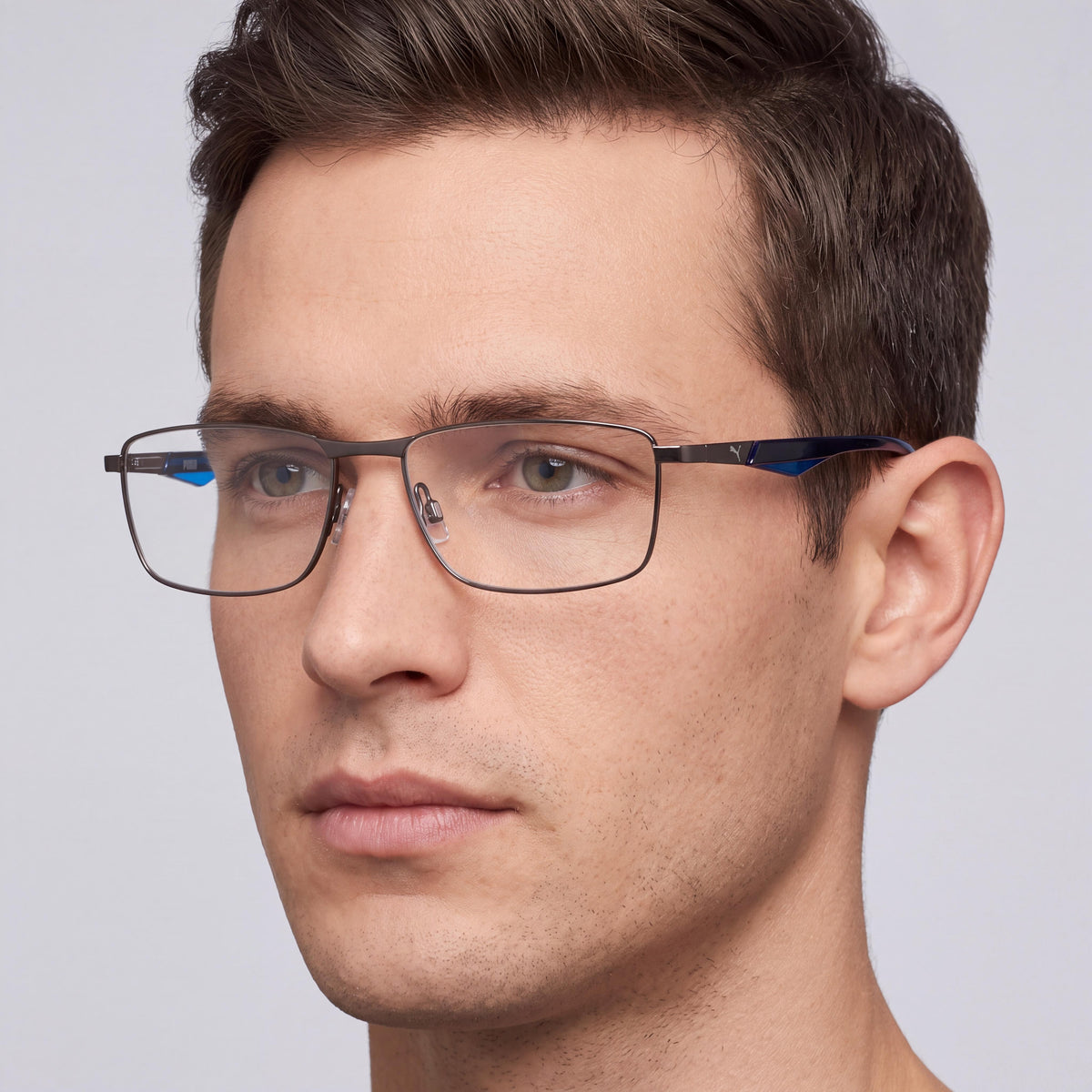 Puma PU0065O Gunmetal / Transparent / Blue Eyeglasses for Men, 56mm, Photo 4