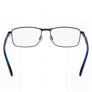 Puma PU0065O Rectangle Eyeglasses Men — side view, Gray Metal temples