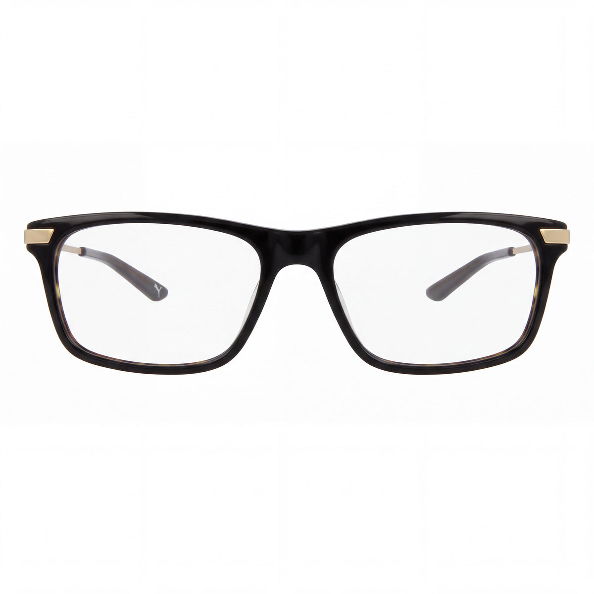Puma PU0205O Black Gold Transparent Rectangle Eyeglasses for Men, Photo 2