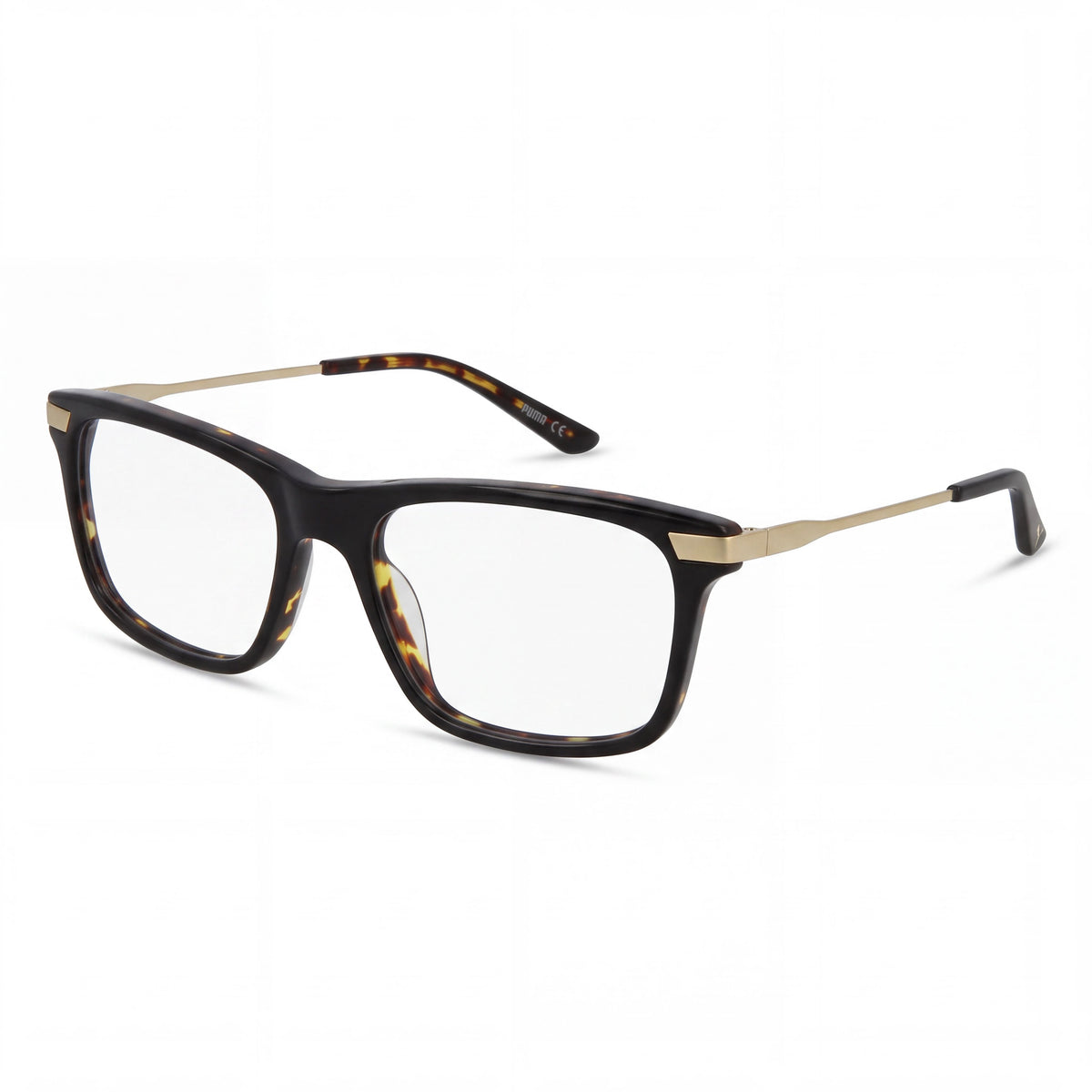 Puma PU0205O Black Gold Transparent Rectangle Eyeglasses for Men, Photo 1