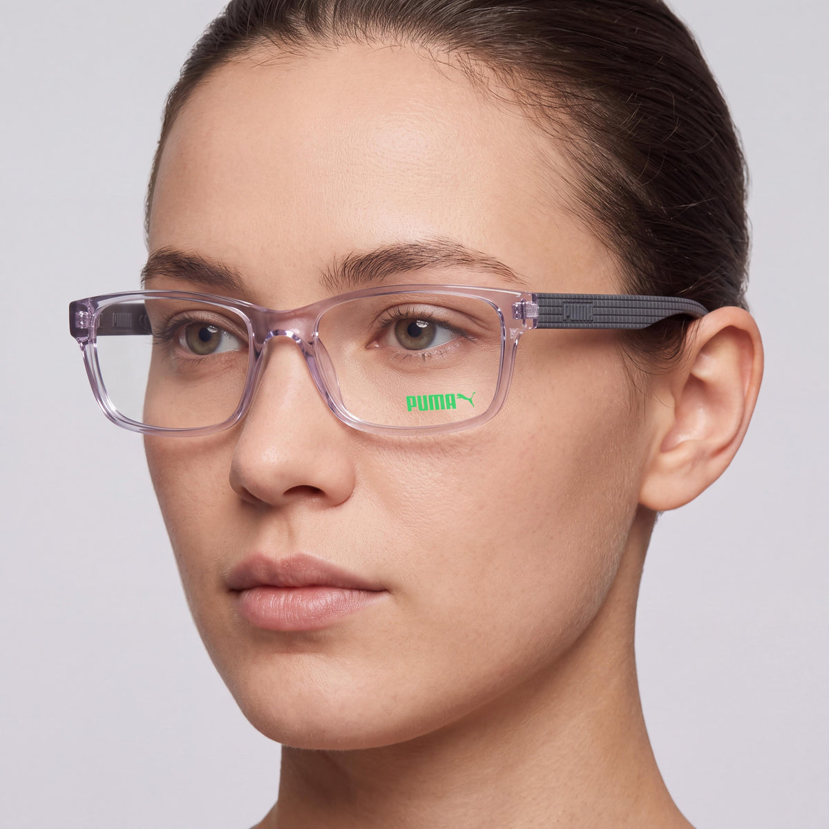 Puma Pu0278o Grey / Transparent Rectangle Eyeglasses Unisex, 57mm, Photo 4