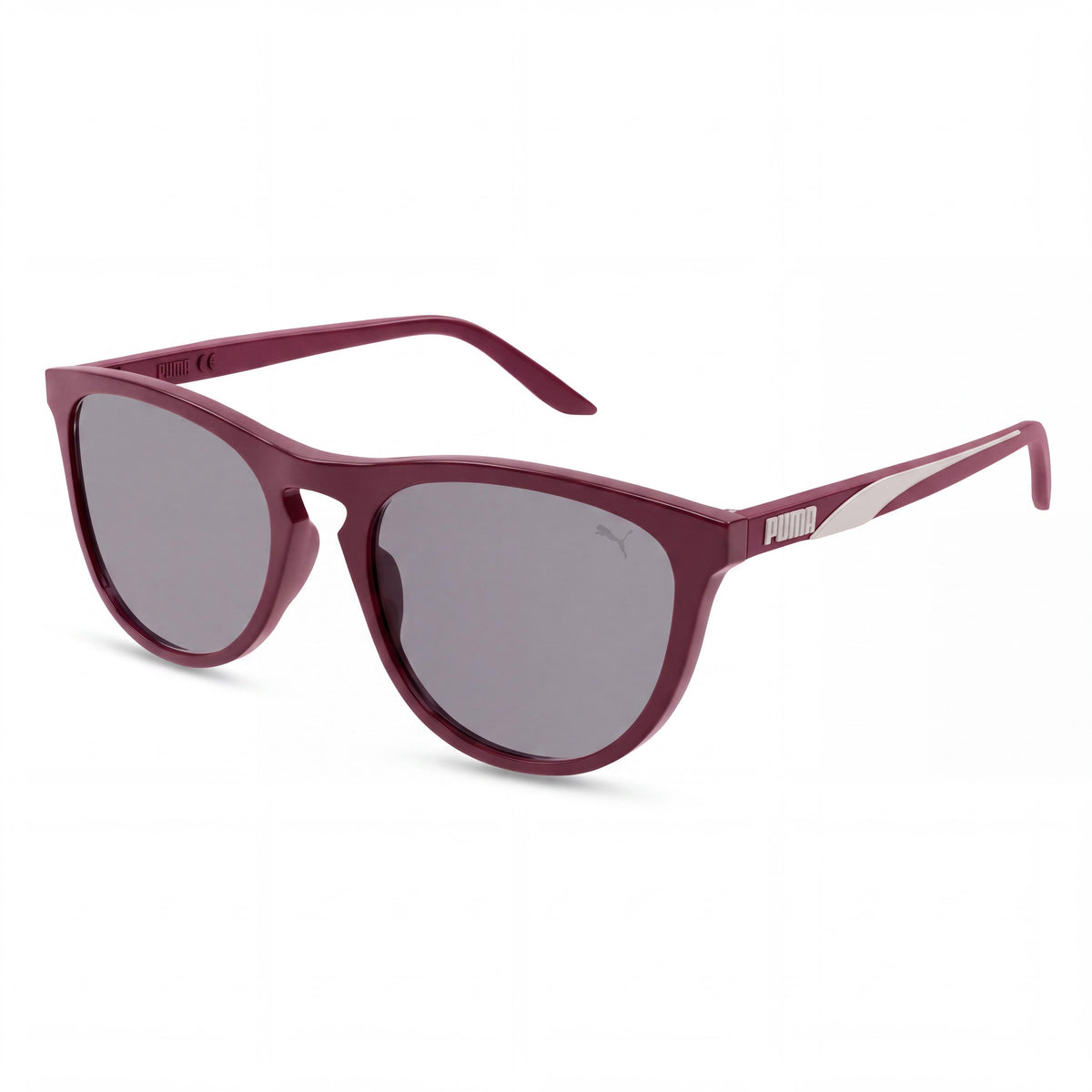 Gafas de sol PUMA 0345S para mujer, montura de inyección casual, color burdeos y gris, lentes de inyección de 54 mm no polarizadas, Photo 1