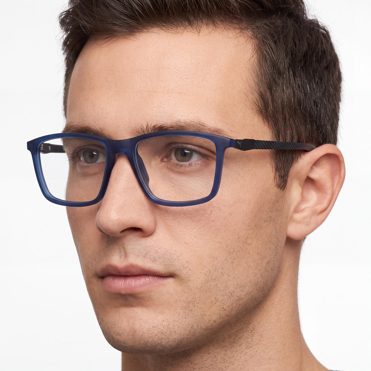 Puma Pu0419o Black, Transparent Rectangle Eyeglasses for Men, Charcoal, Photo 5