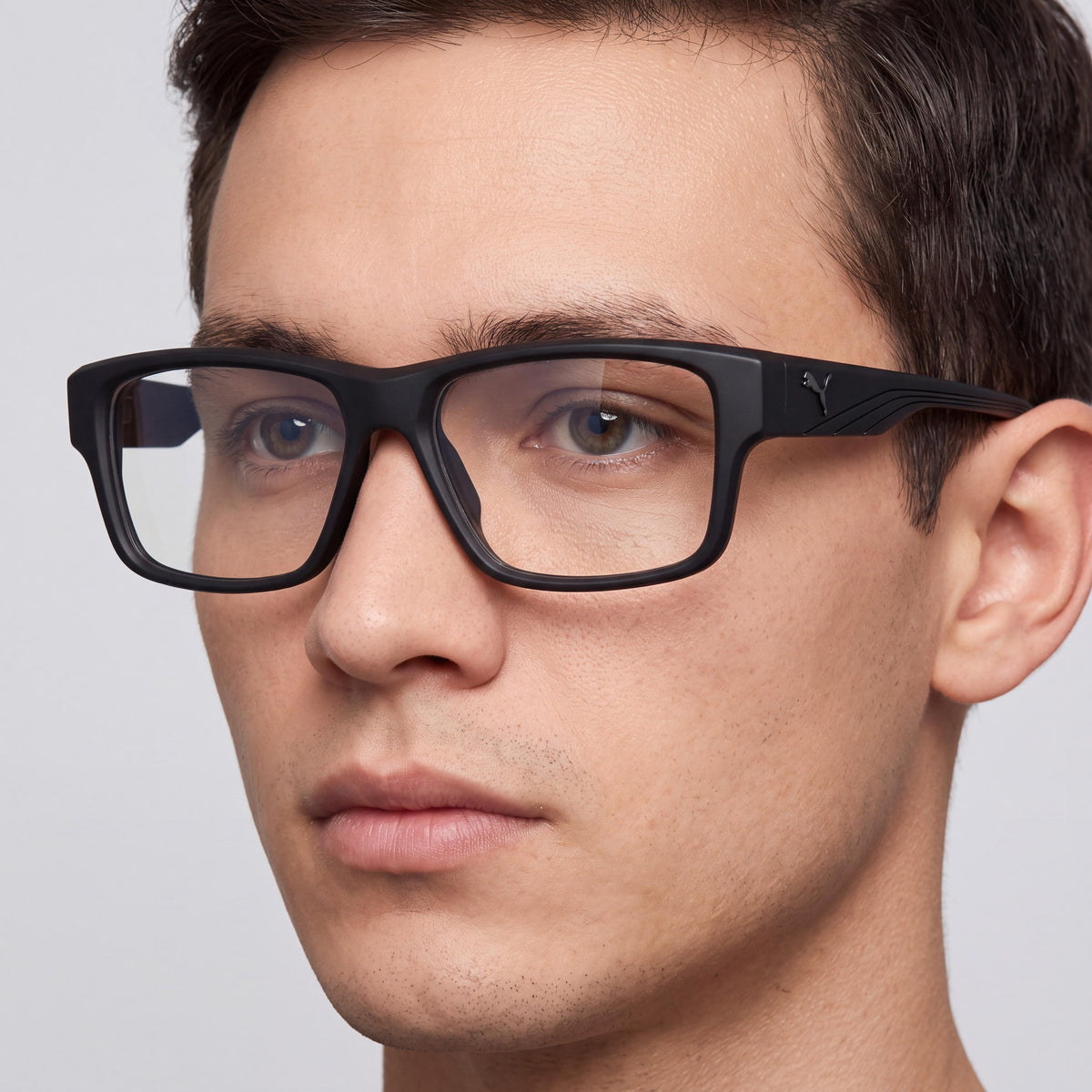 Gafas graduadas unisex PUMA Pu0446o Classic Injection, color negro transparente, lentes de 57 mm, puente de 15 mm, varillas de 145 mm, Photo 4