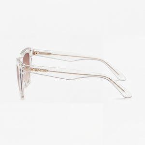 QUAY AUSTRALIA Call the Shots Cat Eye Sunglasses Women — side view, Non-Polarized Sepia lens