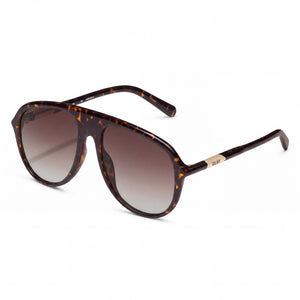 QUAY AUSTRALIA Dark Tortoise Brown Aviator Sunglasses for Women, Brown lens