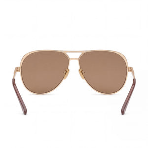 QUAY AUSTRALIA Open Tab Aviator Sunglasses Women — side view, Non-Polarized Tan lens