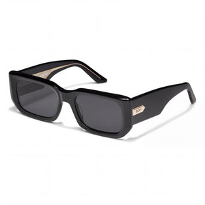 QUAY AUSTRALIA Tell Me More Black Smoke Rectangle Sunglasses for Women, Smoke lens