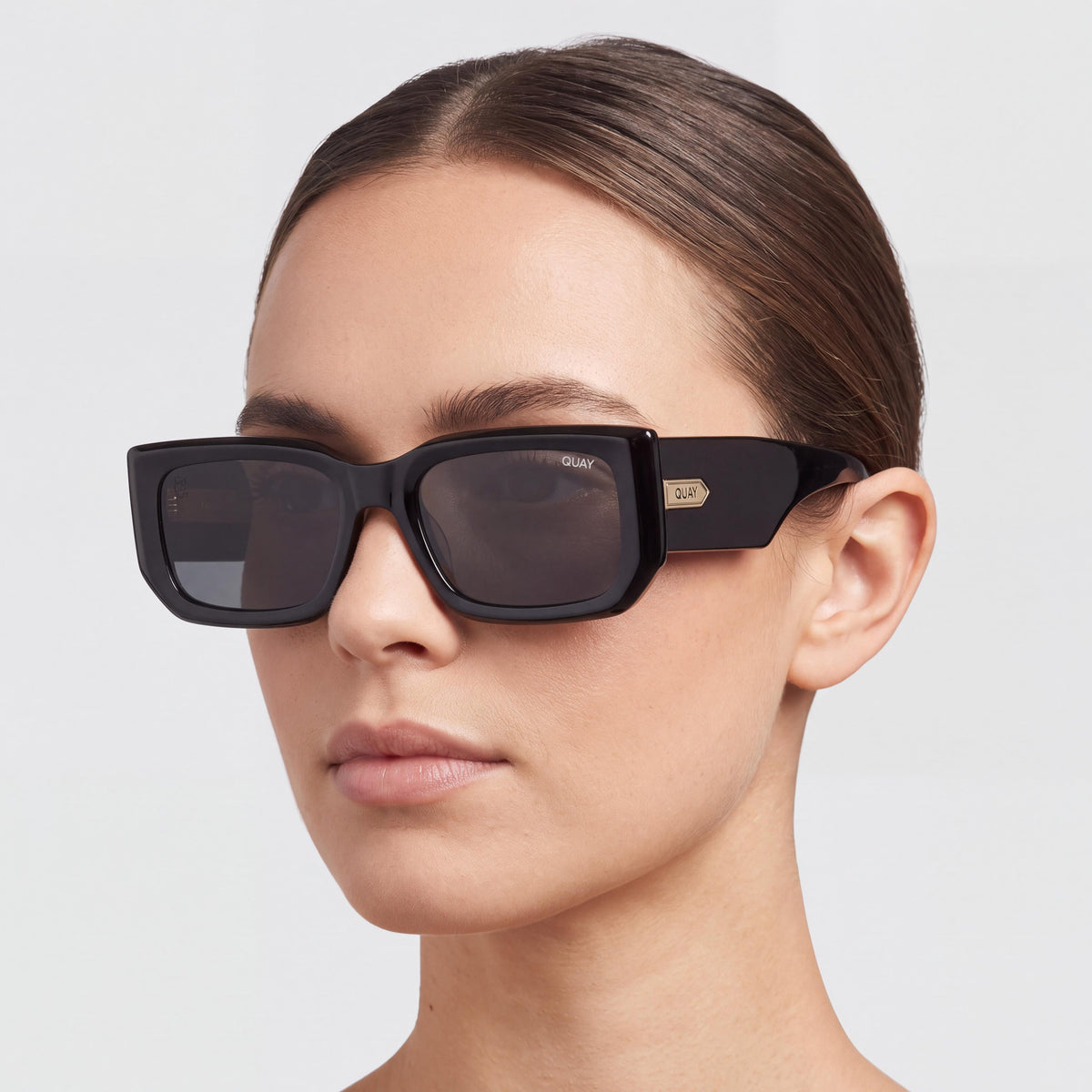 QUAY AUSTRALIA Black Smoke Rectangle Sunglasses for Women, 54mm, Photo 4