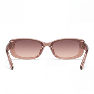 QUAY AUSTRALIA Vibe Check Oval Sunglasses Women — side view, Clear Demo Brown Fawn lens