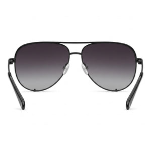 Quay High Key Large Aviator Sunglasses Women — side view, Polarized Black Fade lens