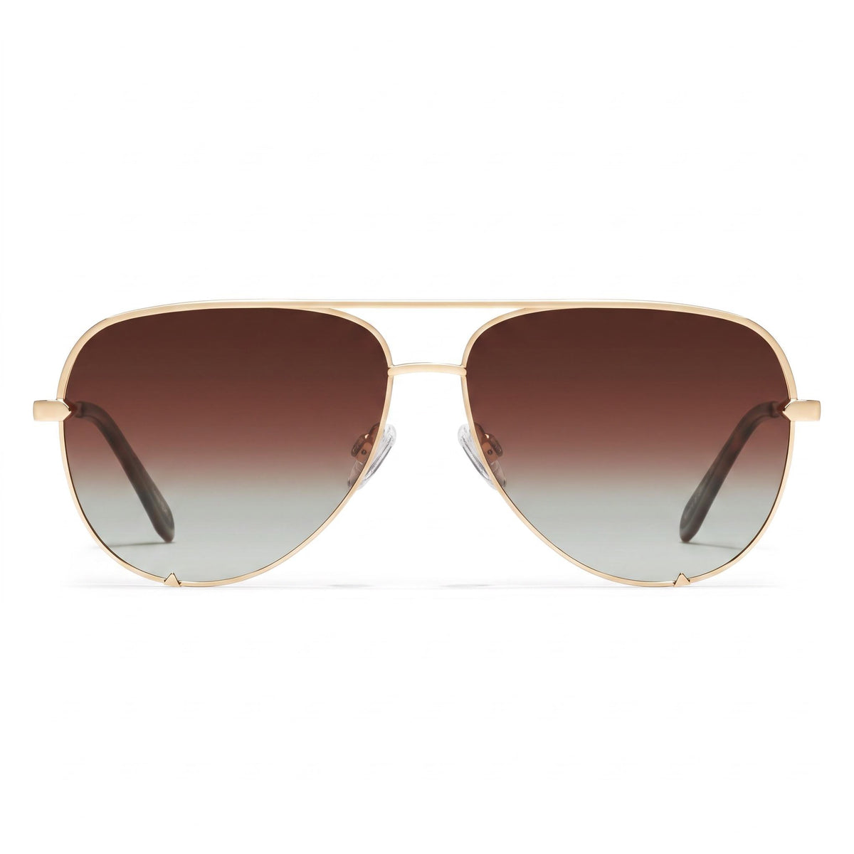 Quay High Key Large Gold/Brown Fade Aviator Sunglasses for Women, 51mm, Photo 2