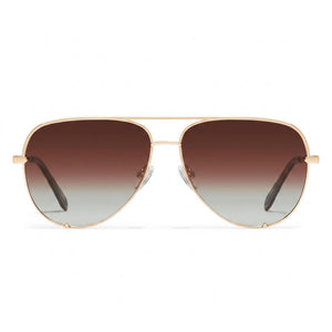 Quay High Key Large Aviator Sunglasses for Women — front view, Metal frame