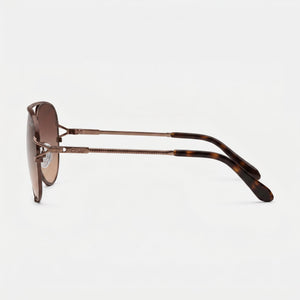 Quay High Key Twist Aviator Sunglasses Women — side view, Non-Polarized Brown Fawn lens