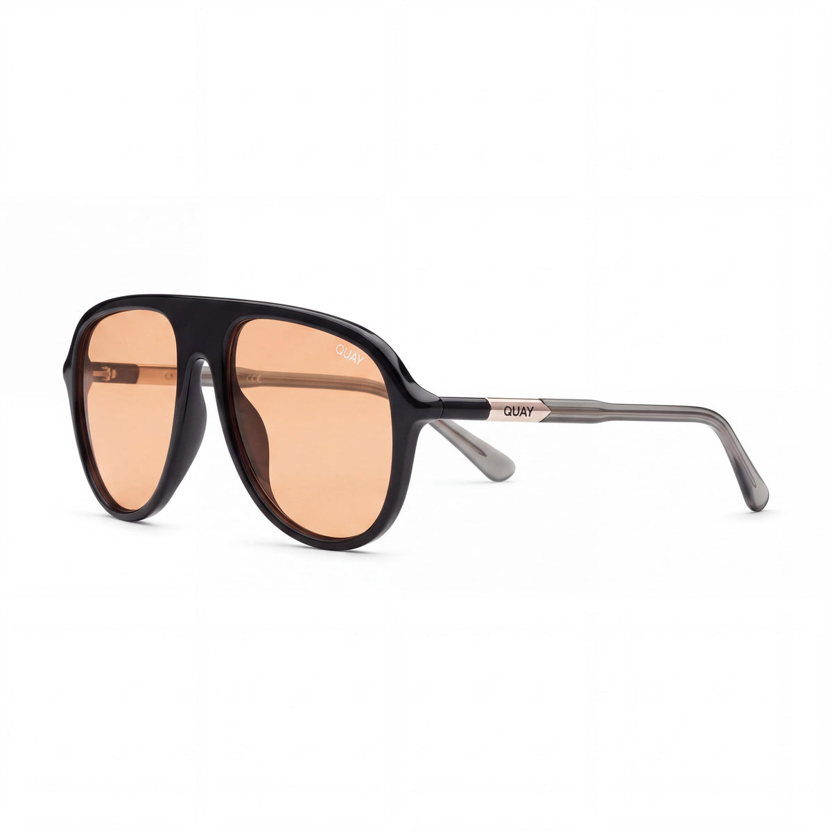 Quay NO-NS-2323-BLK/HNY Black/Honey Aviator Sunglasses for Women, 57mm, Photo 1