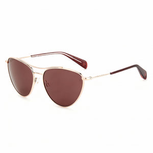 Rag & Bone Modern Pilot Sunglasses Women — side view, Non-Polarized Red Gold lens