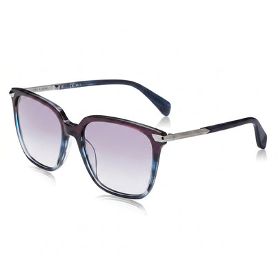 Rag & Bone Modern Blue Violhorn Square Sunglasses for Women, Grey lens