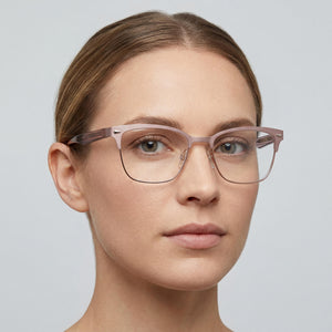 Rag & Bone RNB 3022 Cat Eye Eyeglasses Women — side view, Pink Stainless Steel temples