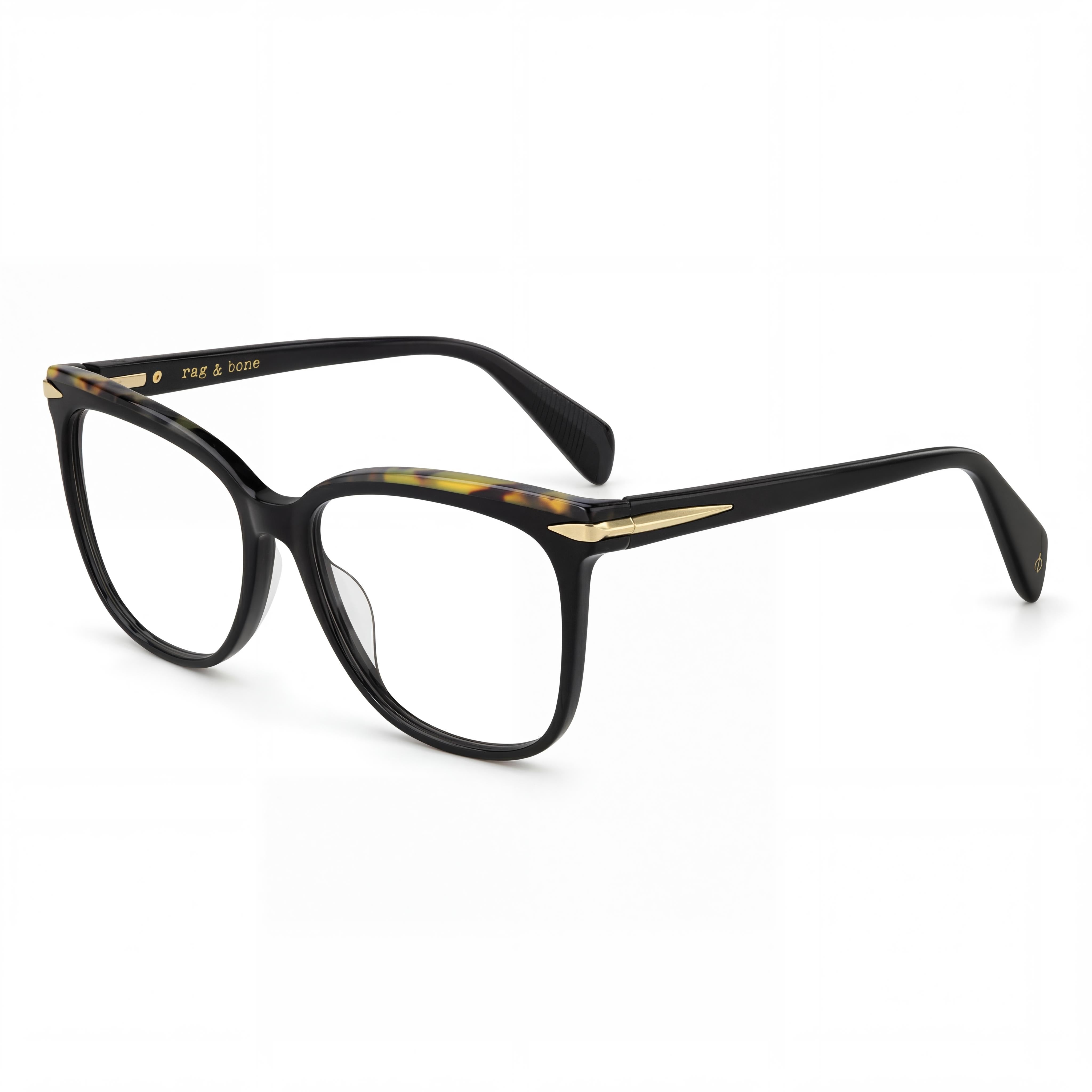 Rag & Bone RNB 3024 Black Rectangle Eyeglasses for Women, Metal, Photo 1