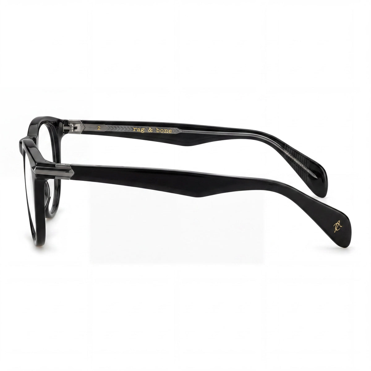 Rag & Bone RNB 7003 Black Round Eyeglasses for Men, Acetate 51mm, Photo 2