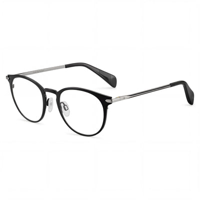 Rag & Bone RNB 7005 Black Round Eyeglasses Unisex, Titanium frame