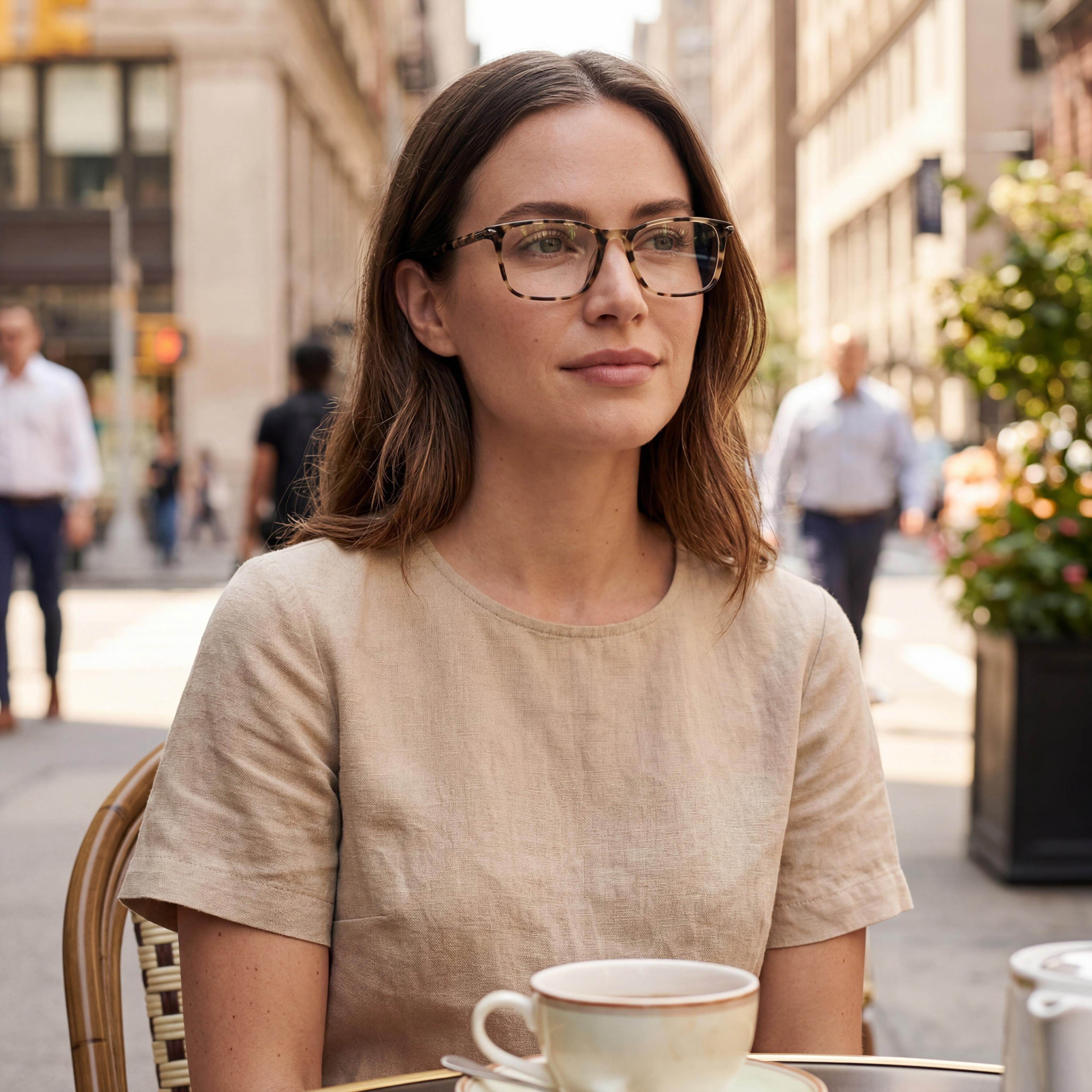 Rag & Bone RNB 7016 Yellow Havana Rectangle Eyeglasses for Women, 53mm, Photo 4