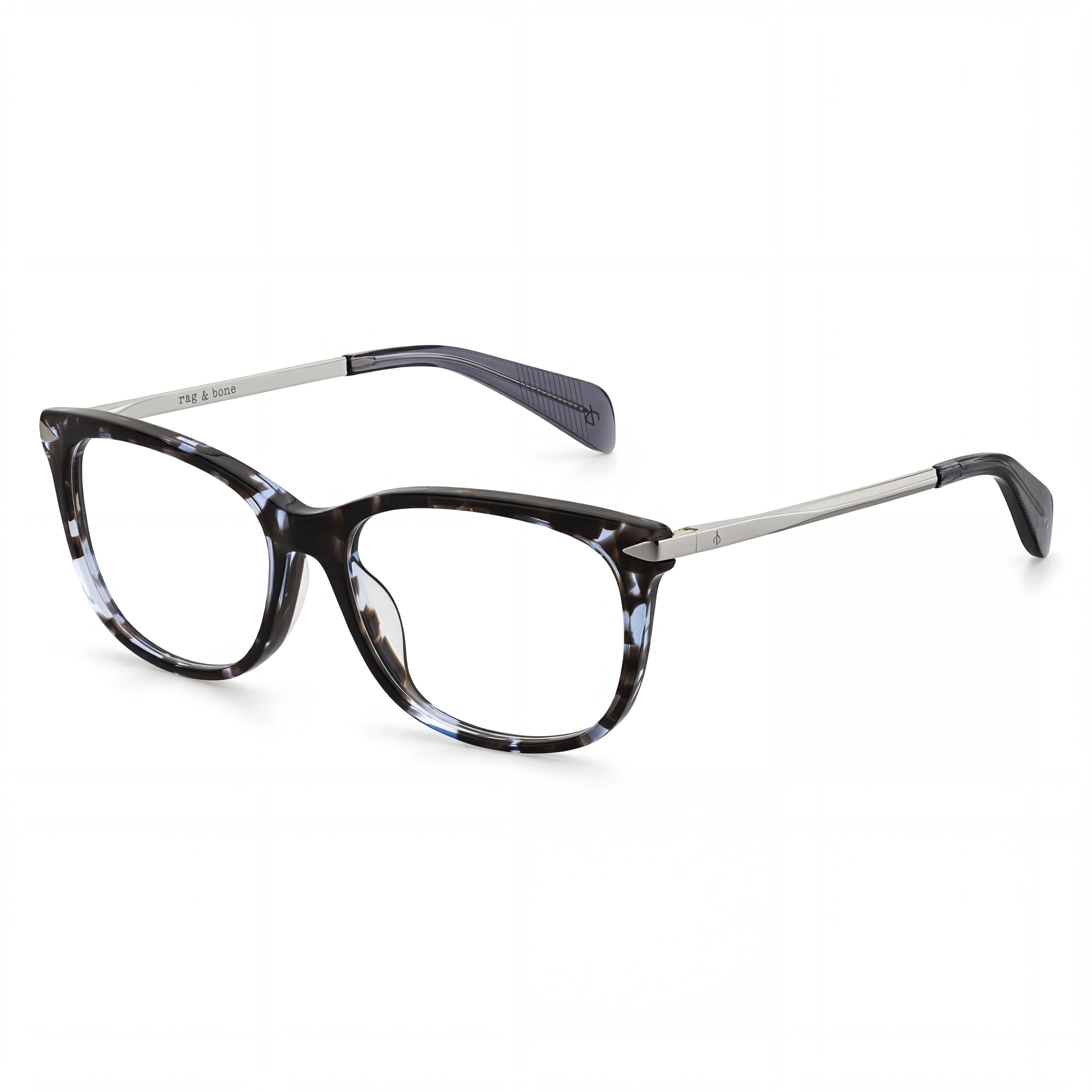 Rag & Bone RNB3006 Blue Havana Square Eyeglasses Unisex, Photo 1