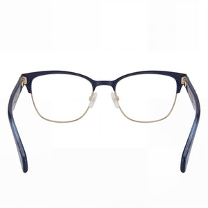Rag & Bone RNB3022 Rectangle Eyeglasses Women — side view, Blue Stainless Steel temples