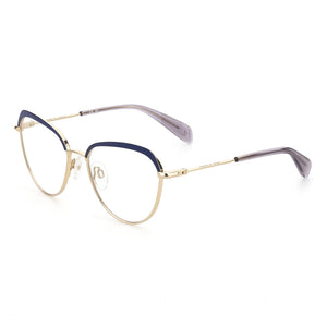 Rag & Bone Rnb3030/G Blue Gold Oval Eyeglasses for Women, Metal frame