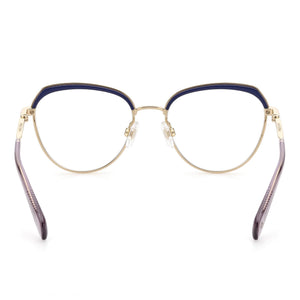 Rag & Bone Rnb3030/G Oval Eyeglasses Women — side view, Blue Gold Metal temples