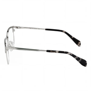 Rag & Bone RNB3034 Square Eyeglasses Women — side view, Silver Stainless Steel temples