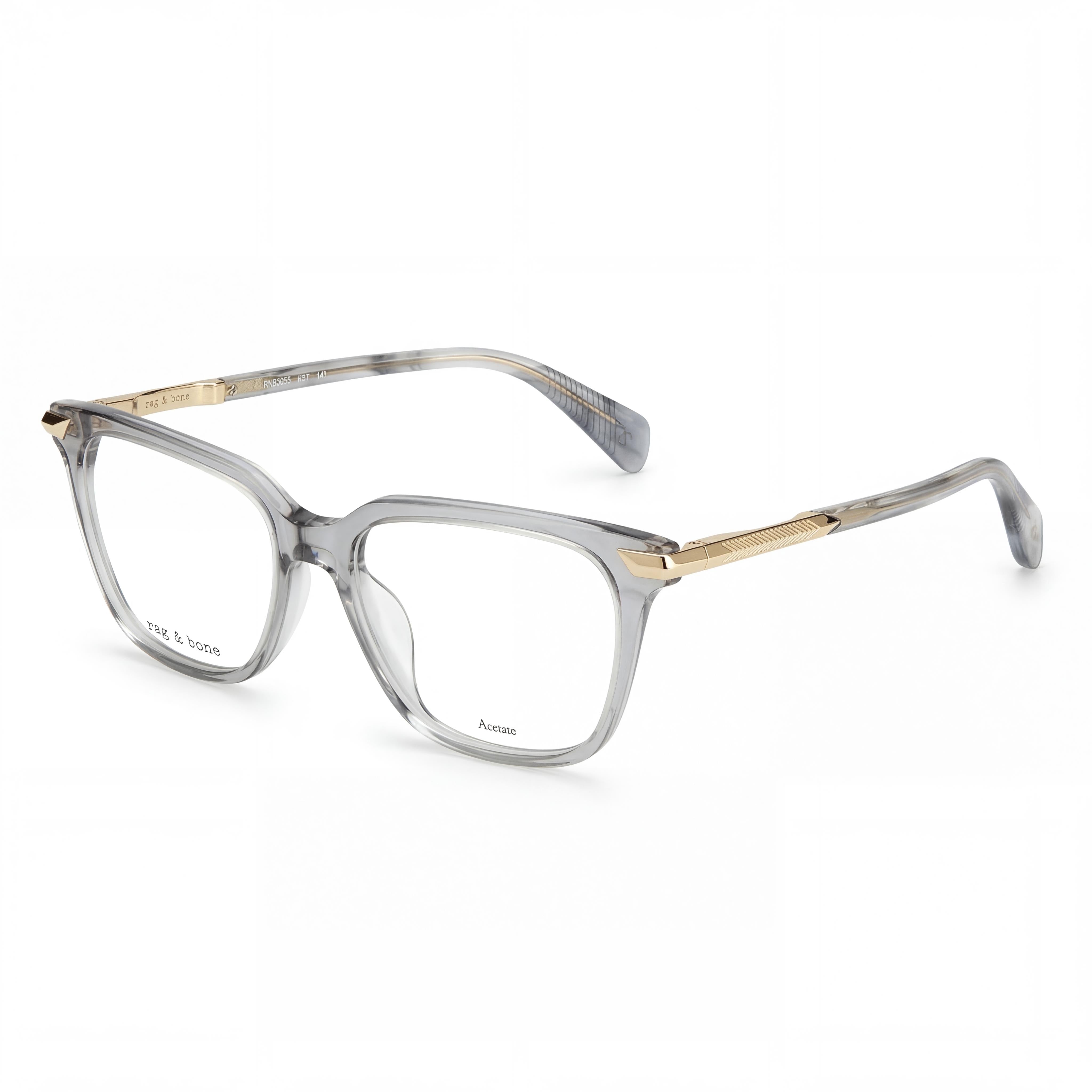 Rag & Bone RNB3055 Gray Rectangle Eyeglasses for Women, Acetate 51mm, Photo 1